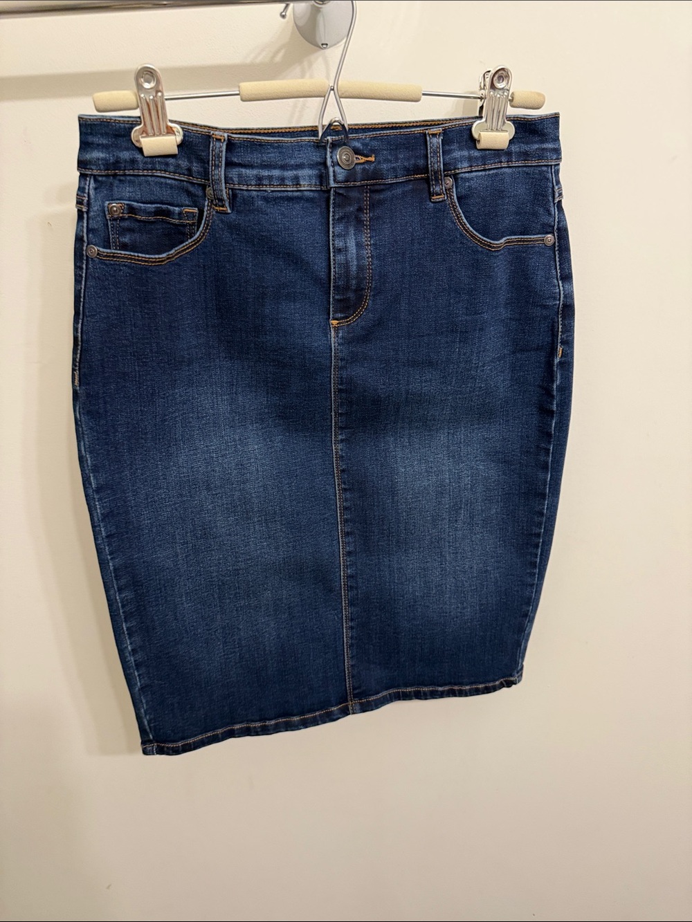 Classic Dark Blue Denim Pencil Skirt - Women
